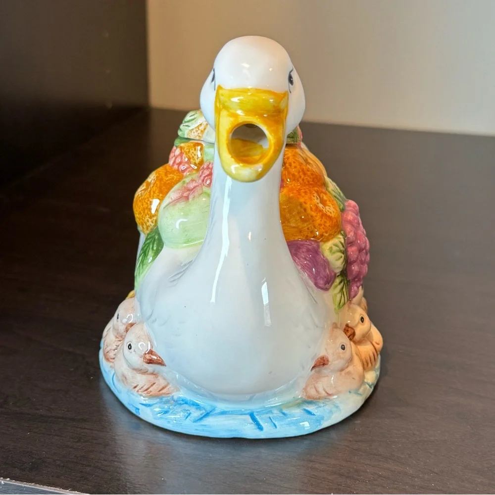 Vintage Colorful Swan Ceramic Teapot